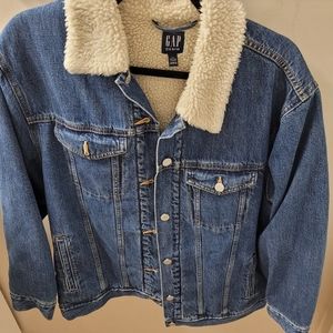 Oversized Gap Fur-Lined Jean Jacket